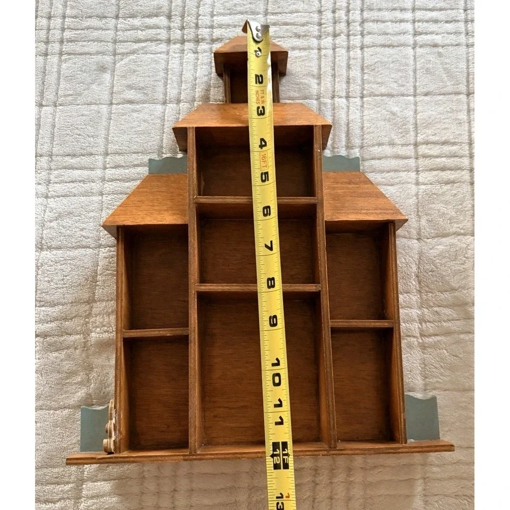 Vintage Display Shelf Wooden House Shadow Box KnickKnack Miniatures Trinkets 12